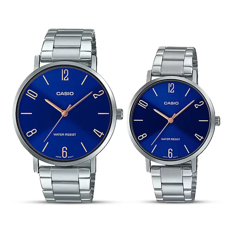 Casio Blue Dial Couple Watch | MTP/LTP-VT01D-2B2